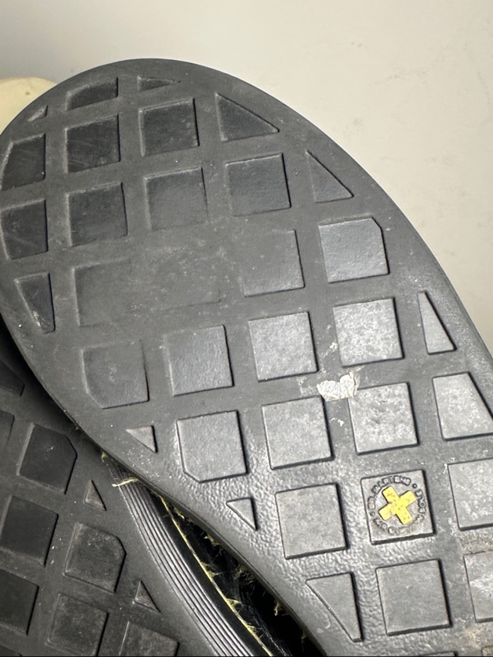 Doc Martens Black Leather Lace-Up Boots with Yellow Stitching - Picture 7 of 8